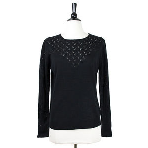 Pepaloves | Black Pointelle Knit Pullover Sweater
